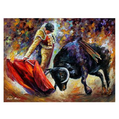 China Handmade Museum Quality Modern America Bullfight Oil Painting On Artist Level Linen Canvas For Bedroom for sale