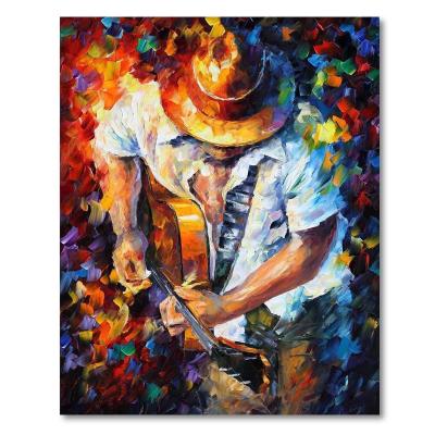 China Best Price Classical DIY Painting Germany A Man Play Guitar Portrait Oil Painting For Bedroom for sale