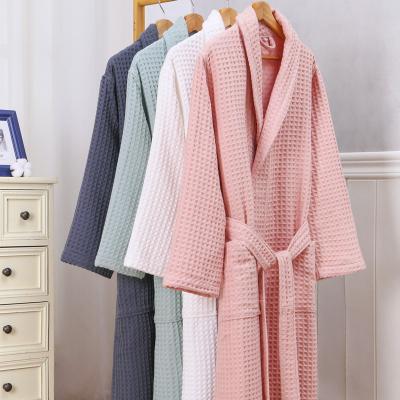 China Five Star Hotel Double Layer Cotton Waffle Bathrobe Unisex QUICK DRY Waffle Weave Bathrobe for sale