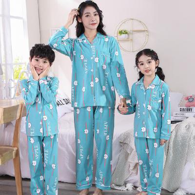 China Mommy and Me QUICK DRY Print Matching Cotton Notch Collar Pajama Set for sale