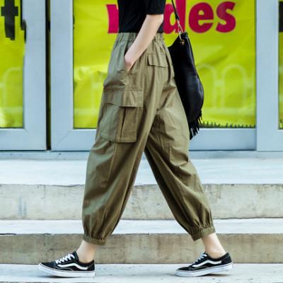 China QUICK DRY Women's Casual Style Cargo Military Pants with Cuff Edge and Elastic Waist for sale