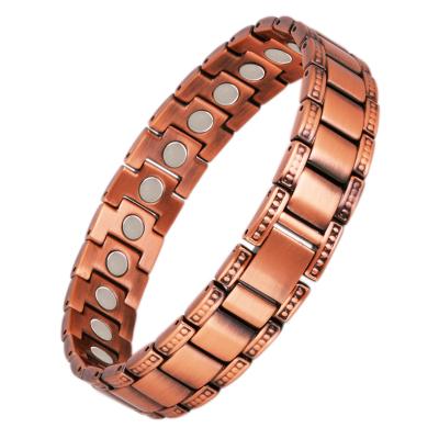 China Copper Red Bronze 4 In 1 Pure Titanium 4000 Gauss Germanium Magnetic Bracelet for sale