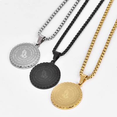 China Stainless Steel Fashion Compass Crown Flower Rose Woman Small Circle Cross Coin Necklace Pendant for sale