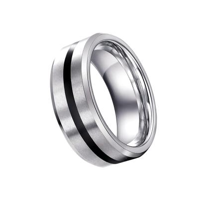 China Fashionable Logo Titanium Zircon Laser Health Ring Stainless Steel Magnetic Wedding Band Rings for sale