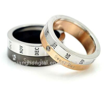 China Titanium Couple Two Tones Titanium Band Rings With CZ Stone for sale