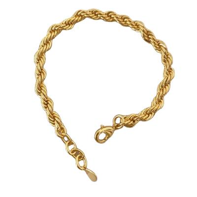 China 2022 New Design Environmental Friendly Women's Fashion Delicacy Twisted Chain Necklaces 18k Gold Plated Stainless Steel Bracelet Jewelry 3mm 4mm 5mm for sale