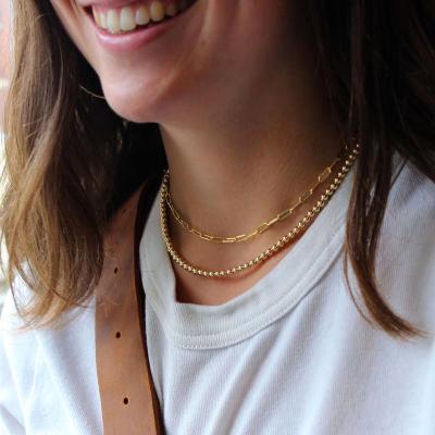 China 2022 New Trends Environmentally Friendly High Quality Gold Filled Stainless Steel Beads Chain Necklace Fashion Jewelry Wedding Gifts For Women for sale