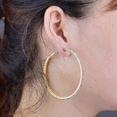 China Other 2022 Fashion Jewelry Gold Plated Stainless Steel Colorful Earrings 40mm Large Circle Earrings for sale