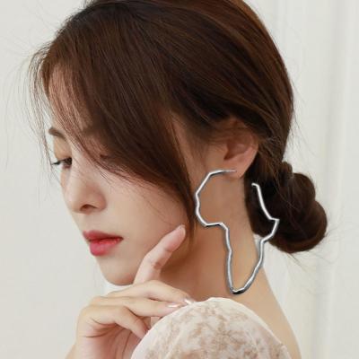 China Large 2022 European and American fashion personality exaggerated oversized hollow map hollow earrings Africa earrings for sale