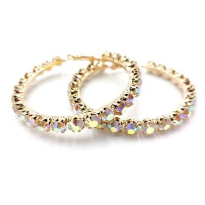 China 2022 Environmental Friendly New Style Fashionable Gold Plated Crystal Big Large Custom Hoop Earrings for sale