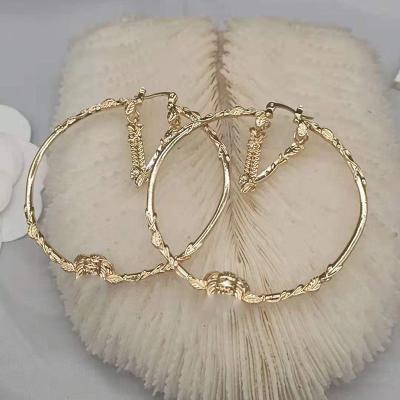 China CLASSIC High Quality 18K Gold Plated Stainless Steel Jewelry Statement Hollow Out Large Thick Chunky Hoop Earrings For Women for sale