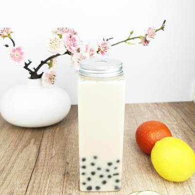 China 500ml BRA-Free Screw Cap Jars, Flat Square Shape, Clear Plastic Containers with Caps, Juice Bottles for Tea, Milk, Juic à venda