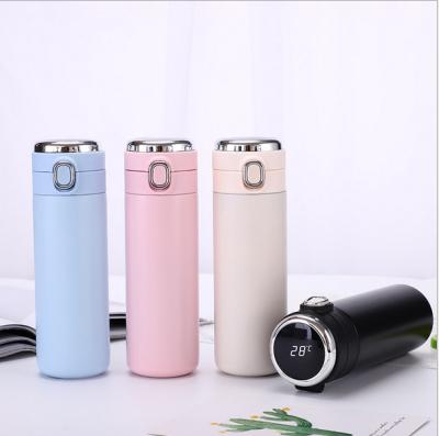 China PORTABLE creative smart 320ml/420ml water bottle bouncing pea vacuum flask temperature display thermos stainless steel smart water bottle for sale