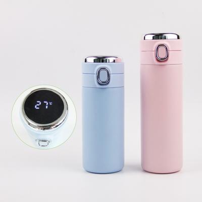 China PORTABLE 320ml/420ml Pea Water Bottle Temperature Display Creative Intelligent 304Stainless Thermos Bounce Steel Smart Water Bottle for sale