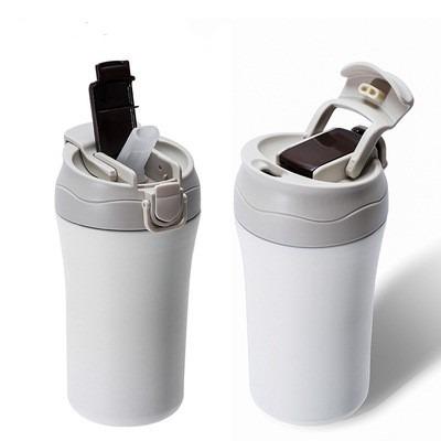 China Sustainable 400mL Double Wall Vacuum Insulated Stainless Steel Coffee Tumbler Cup Mug Car Travel Coffee Mugs With Lid&Straw Spill Proof for sale