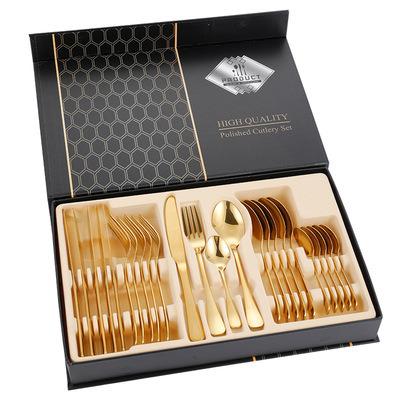 China Sustainable 24pcs/set Stainless Steel Cutlery Set Flatware Set With Color Gift Box For Gift Weeding Party for sale