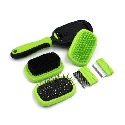 China Viable 5 in 1 Side Brush Pet Grooming Kit Dog Pet Grooming Kit Double Sided Massage Brush Dematting Comb for sale