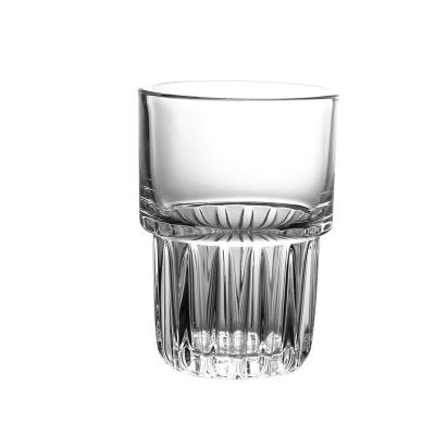 China Wholesale Creative Double Stripes Double Stripes Wall Vertical Juice Glasses Whiskey Drinking Glasses Water Stacking Cup for sale