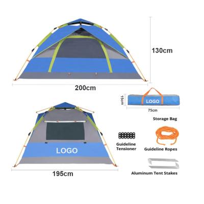 China Custom Large Space Tent Pegs Rope Windproof Ultralight Windproof Tube Beach Diagonal Tying Type Logo 2 3 People Outdoor Camping Tents for sale