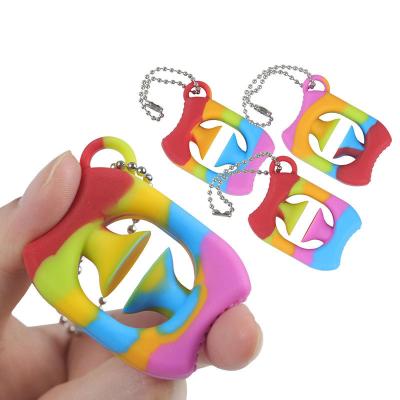 China size & Abdomen Exercise Silicone Grip Ring Snapper Fidget Toy Finger Finger Muscle Training Sensory Toys Abdomen Exerciser With Key Chain for sale