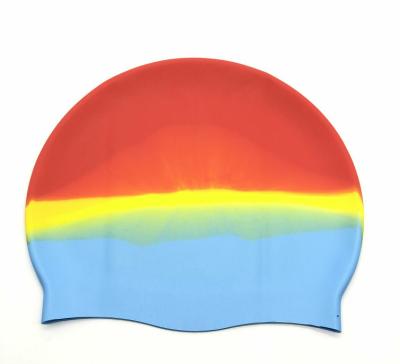 China Cartoon Swim Cap Silicone Kids Swim Cap Rainbow Color Bath Caps Waterproof Swimming Caps Kids Boys Girls Swimming Cap for sale