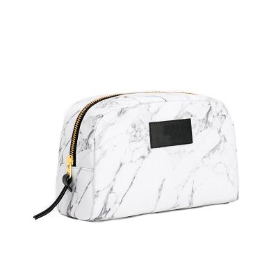 China Fashion White Marble Makeup Bag Waterproof Zipper Cosmetic Bag Travel Toiletry Makeup Organizer Pouch Case for sale