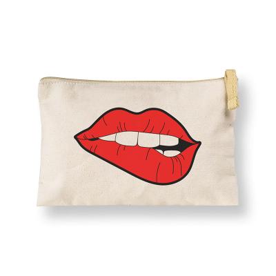 China Eco-Friendly Reusable Printed Cosmetic Bag Custom Logo Fashion Canvas Phone Case for sale