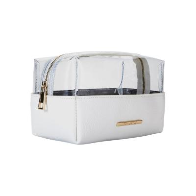 China CustomTop Fashion Selling Fashion Zipper Makeup Bag Case OEM White Light Weight Clear PVC And PU for sale