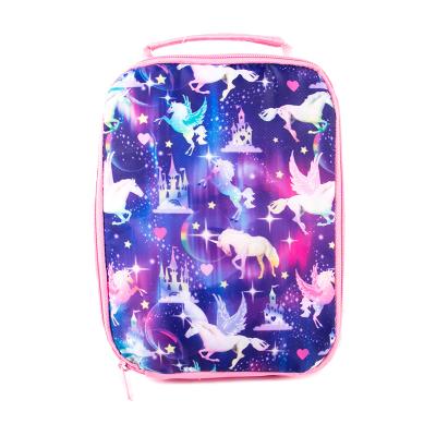 China Waterproof Kid Picnic Cooler Bag For Girl Cute Kids Meal Food Carrier BPA Eco Reusable Thermal Free Cartoon Unicorn Lunch Bag for sale