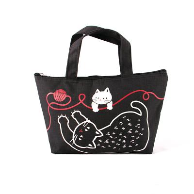 China Insulated Insulate Custom Logo Women Men Meal Tote Cartoon Cute Cat Lunch Bag For Kids Picnic Thermal Bag Aluminum Foil for sale