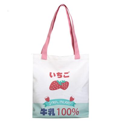 China Custom Japan Handled Lolita Small Cute Shopping Bag Milk Canvas Tote Bags Funny Personality Pink Fruit Messenger Students Girls for sale