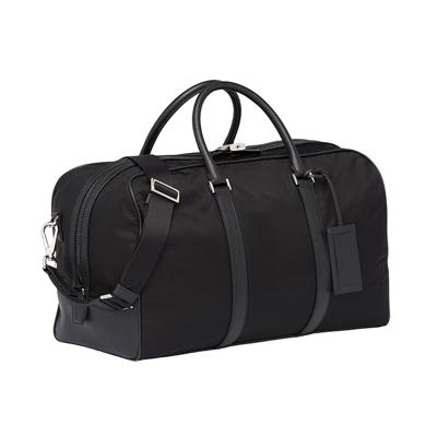 China Best To Travel Fashion Duffle Bag Custom Nylon And Leather Material Black Sport Bag Waterproof Large Capacity for sale