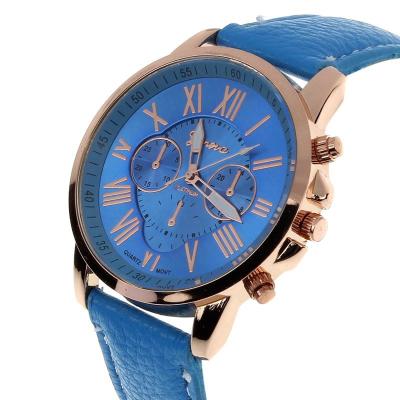 China Foreign trade hot fashion water resistant Geneva watch women student women quartz watch leather female for sale