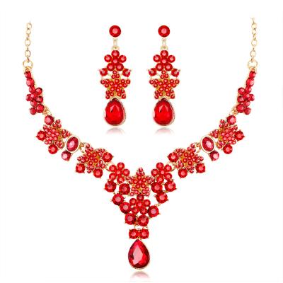 China CLASSIC Gold Bridal Jewelry Sets Crystal Star Necklace Earrings Fashion Bridal Jewelry Set for sale