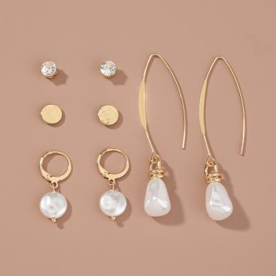 China New popular simple high quality earring set diamond pearl earrings drop earrings women for sale