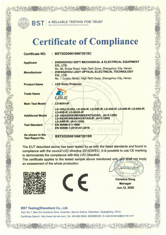 CE - Zhengzhou Ledy Optical - Electrical Technology Co., Ltd.