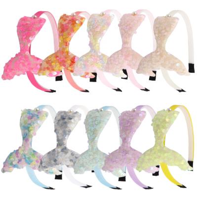 China High Quality Fashion Baby UNIQ Pretty Hair Accessories For Kids Sparkle Girls Headbands Rainbow Mermaid Hariband For Kids for sale