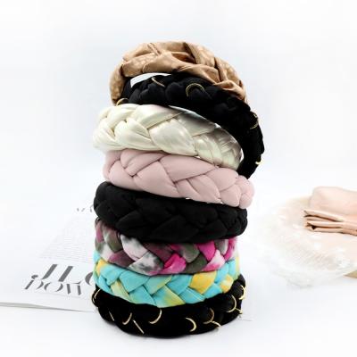 China Fashion High Quality Lady Pretty UNIQ Wholesale Customize Silk/Leather High End Tie Dye Braid Headband Hair Accessoriies Braided Headbands Headbands for sale