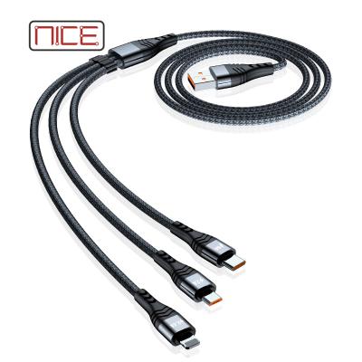 China Fast Charging Speed ​​6 of 3 All In One Fast Charging Cable For IOS Android Type C Mobile Cable Charging Charging Cable For Phone IOS 1.2 M for sale