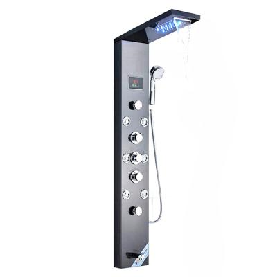 China Without Slide Bar Bathroom Wall Mounted Multi Functional Spa Thermostatic Led Shower Panel for sale