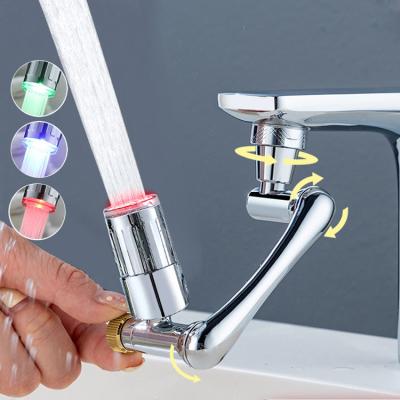 China 1440 Degree Modern Rotation 3 Color Temperature Sensing LED Faucet Water Flow Color Changing Faucet Robot Arm for sale