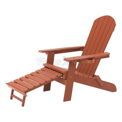 China Wholesale High Quality Waterproof UV Resistant Outdoor Beach Garden Classic Adirondack Folding Lounge Patio Chairs With Hiding Ottoman for sale