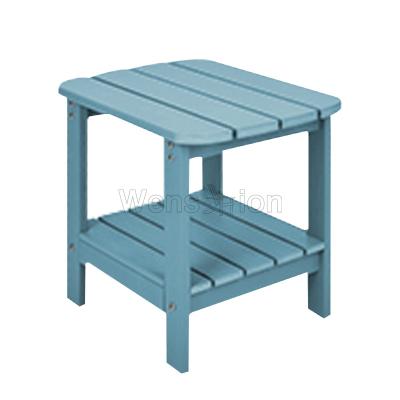 China UV Resistant Outdoor Adirondack Chairside End Table With Storage Shelf Weather Resistant For Balcony Backyard Plastic Wood Side Table for sale