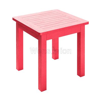 China 2022 Hot Sale UV Resistant Garden Furniture Plastic Wood Red Side Table And Chairs For Park for sale