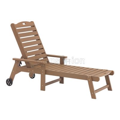 China UV Resistant Outdoor Beach Lounge Chairs 4-Level Adjustment Backrest 4-Level Sun Couch Patio Chair Plastic Wooden Pool Chair for sale