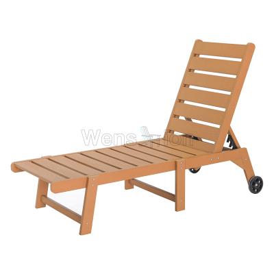 China Cheap Lounge UV Resistant 4-Level Armless Backrest Adjustment Plastic-Wood Outdoor Beach Chair for sale