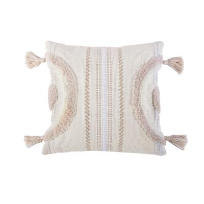 China Folded drop shipping Basai cotton woven tassel waist pillowcase cushion cover yarn-dyed modern and simple adorning technology for sale