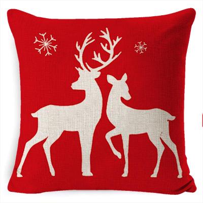 China Anti-Pull Christmas Pillow Covers Decorations Red Color Snow Deer Trees Farmhouse Throw Pillow Case For Home Decor for sale