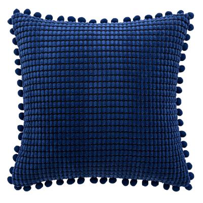 China Folded Drop Shipping Modern INS Corn Ball Living Room Sofa Hug Pillowcase Solid Color Corduroy Cushion Pillowcase for sale