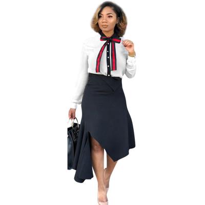 China New Fashion OL Style QUICK DRY Asymmetrical Design Skirt Two Piece Set for sale